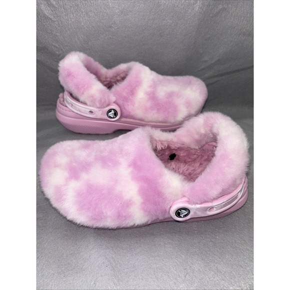 Crocs Classic Fur Sure Lined Clogs  Pink and White 207303 Women's  7 Men's 5 NWT - Picture 3 of 15